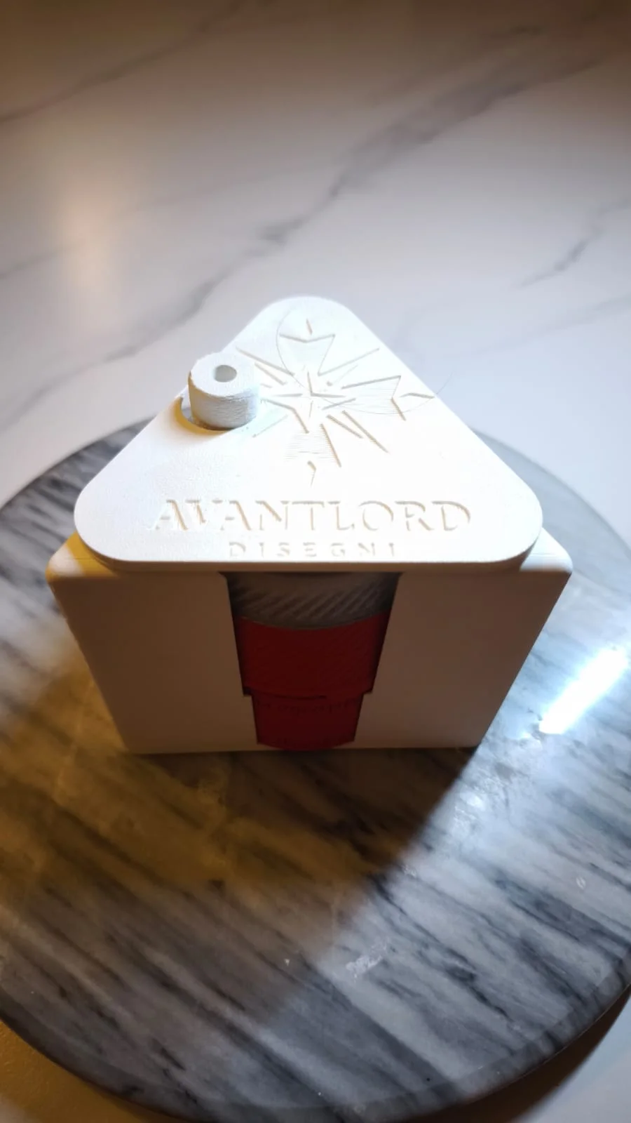 Front view of the Avantlord WDT prototype with its triangular frame and branded top plate.