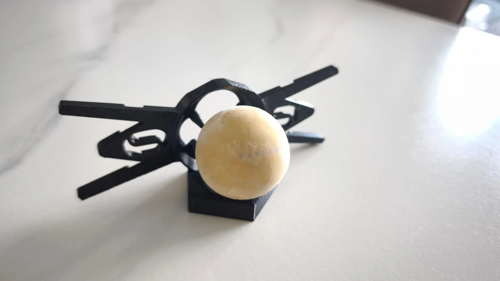 Front view of the Chilling Rock and the 3D-printed interface.